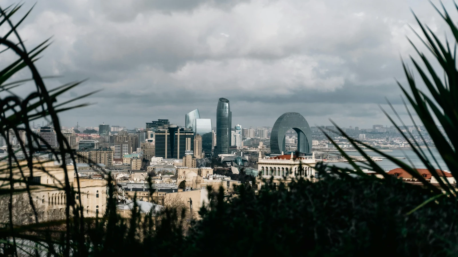 Scenic Baku boulevard drive in Azerbaijan