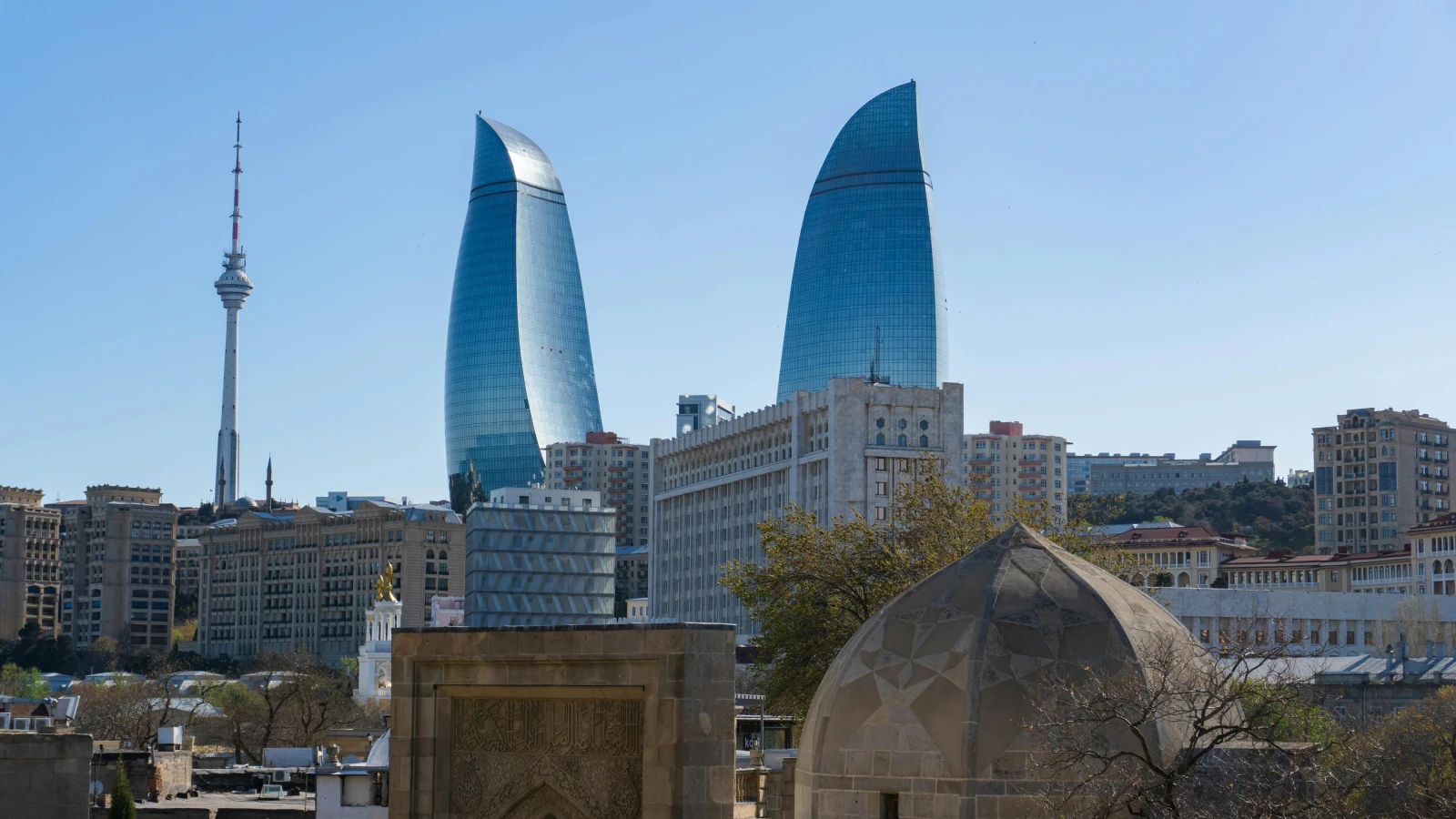 Flame Towers Baku City Azerbaijan skyline